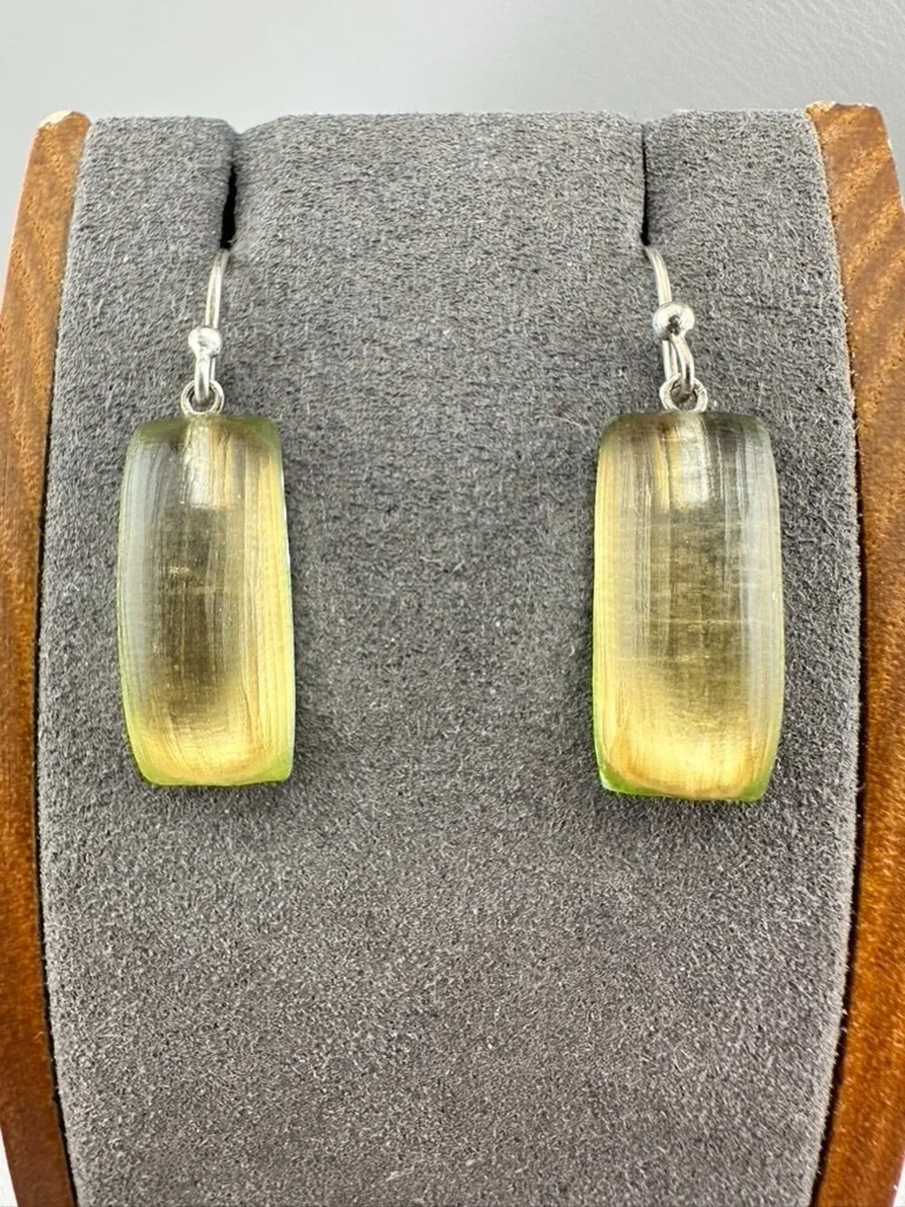 Alexis Bittar Gold yellow Carved Lucite Rectangle Drop Dangle Earrings - Picture 2 of 5